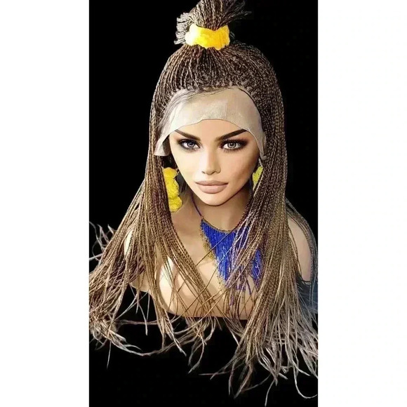 Premium Hand-Braided Wig Full Lace Wig Color #30 micro million braids - Picture 5 of 15